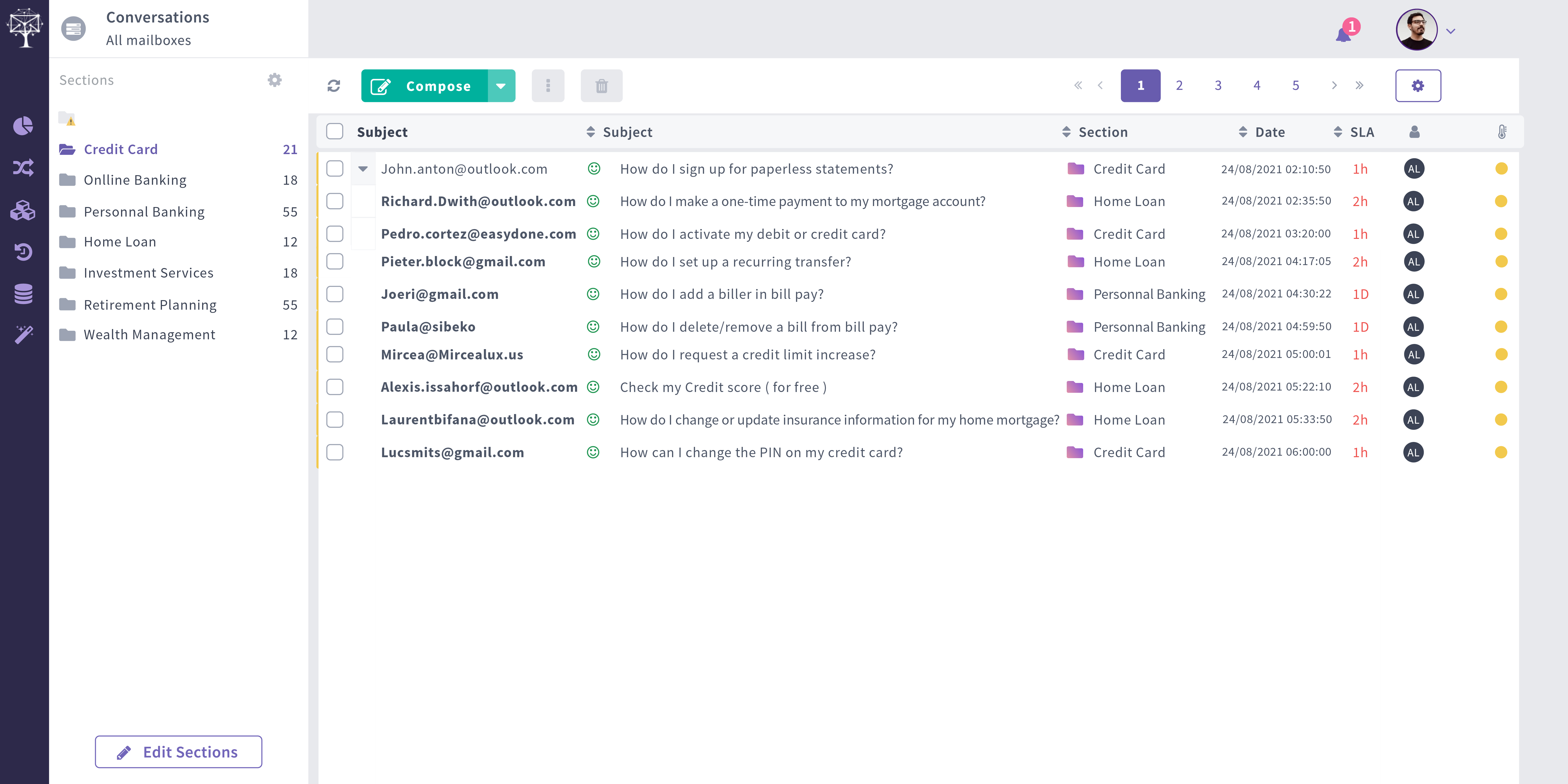 screenshot of Emailtree AI